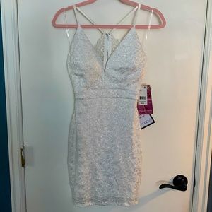 Glitter-Lace Bodycon Dress White | Size Small | NWT